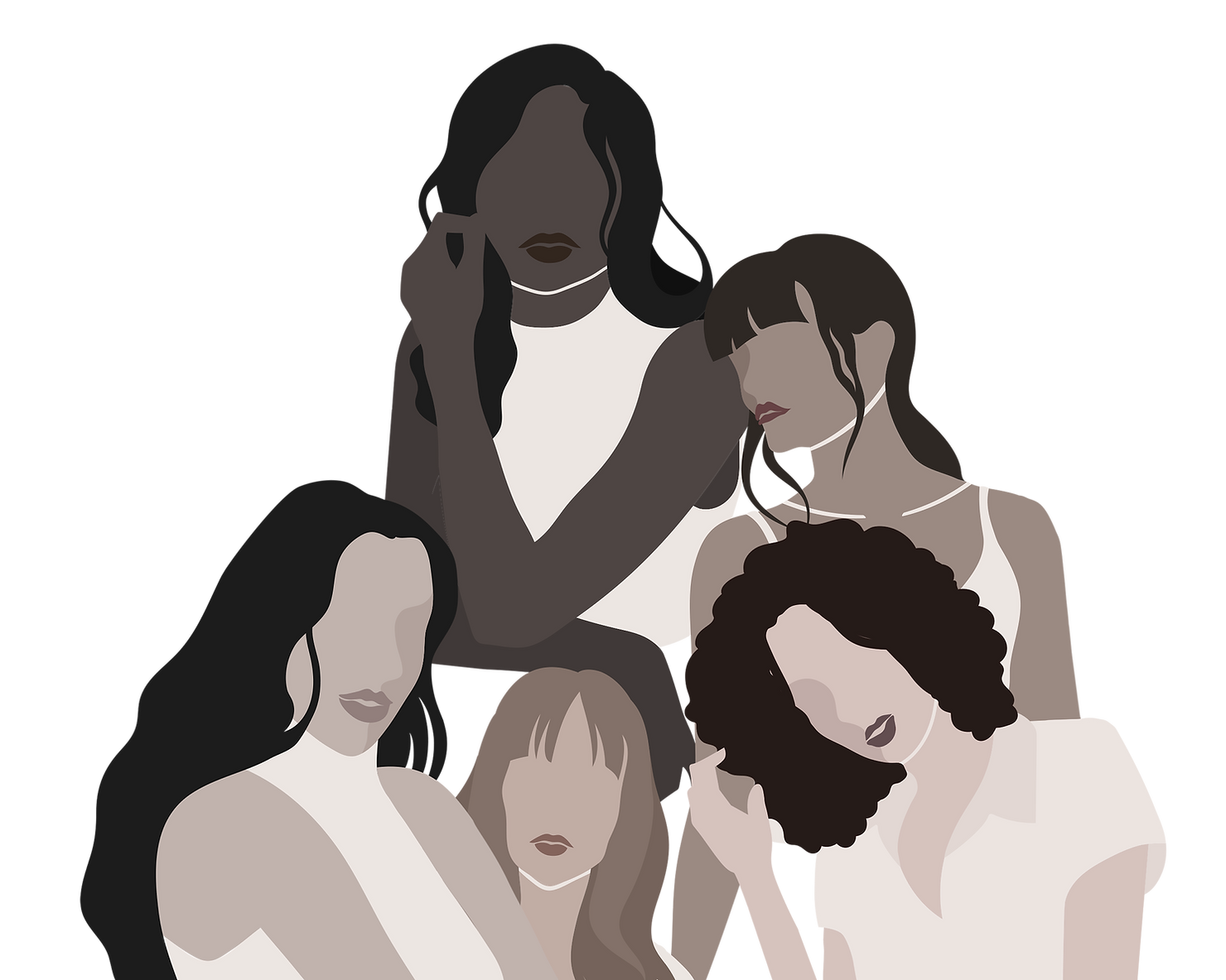 Image is a minimalist illustration of five women.